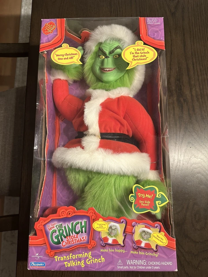 Dr Suess How The Grinch Stole 圣诞节变形会说话的毛绒娃娃 2000 — 第 1/4 张图片