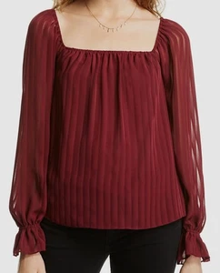 LINI Women's Red Cara Striped Square-Neck Top Size M - Picture 1 of 2