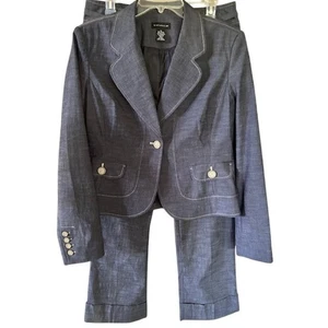 Rafaella 2-Piece Suit – Jacket 12/Pants 8 – Slate Blue Gray Textured Stretch Set - Picture 1 of 11