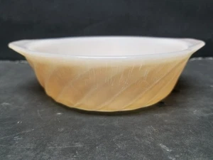 ANCHOR HOCKING FIRE KING PEACH LUSTRE SWIRL SINGLE CASSEROLE BOWL 5 1/4" - Picture 1 of 8