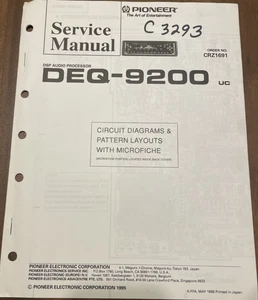 Pioneer DEQ-9200 DSP Audioprozessor Original Service Reparaturanleitung - Bild 1 von 1