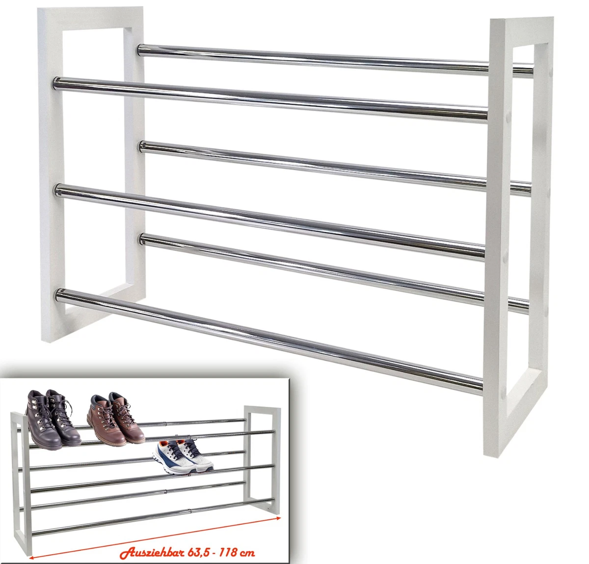 Love IT Store IT Schuhregal Ausziehbar – 3 Ebenen, Metall-Holz-Design, Bis 15 Paar, Platzsparend & Stabil In Grau