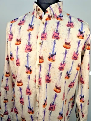 Joe Browns Mens Long Sleeved Guitar Patterned Shirt Medium Cotton - Изображение 1 из 4