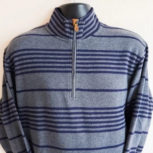 Brooks Brothers Old Money schwerer 1/4 Zip Pullover Herren L grau gestreift Wildleder - Bild 1 von 13