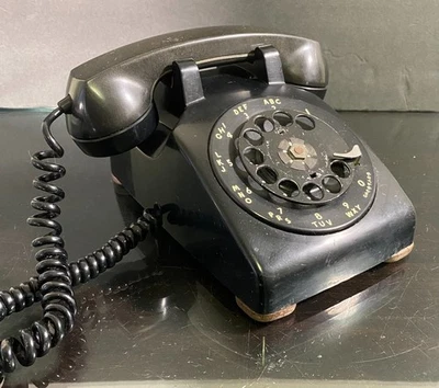 Teléfono de escritorio giratorio Bell System WESTERN ELECTRIC 500 negro 1962 con dial metálico Foto 1 de 4