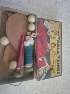 Gold Medal Table Tennis Game Transogram Company, 1930's vintage 2 cork paddles - Picture 1 of 8