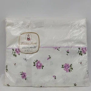 Combed Percale By Springmaid FULL Flat Sheet Purple Floral 100% Cotton 81"x108" - Picture 1 of 2