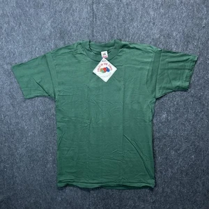 Neu mit Etikett Vintage 1990er Fruit of the Loom Einzelnaht unbedrucktes T-Shirt Größe L grün - Bild 1 von 6