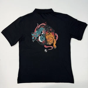 Camisa Polo Koisea Bordada Para Hombre XXL Negra Algodón Dragón Tigre Manga Corta - Imagen 1 de 7
