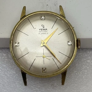 Reloj de pulsera manual vintage roto Yema Antiochoc 17 joyas 34 mm tono dorado - piezas - Imagen 1 de 6