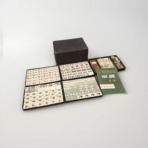 Vintage Mah Jongg Game Set – In Original Box Tiles, , Chips Bone Bamboo Mahjong - Picture 1 of 8