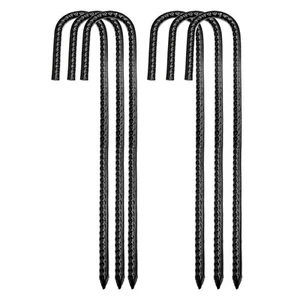 Ground Rebar Stakes Anchors Tent J Hook Garden Heavy Duty Black - Picture 1 of 8