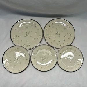 Lot of 5 Lenox May Flowers Vintage Bone China Bread & Salad Plates Platinum Trim - Picture 1 of 9