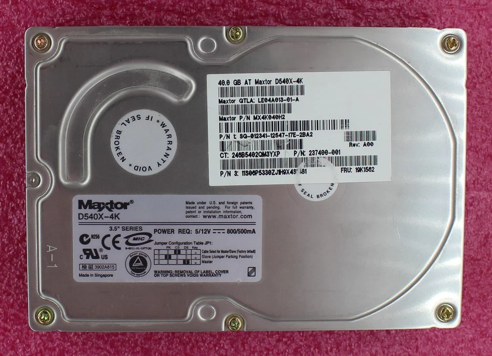 19K1562 - IBM 40GB 5400rpm 3.5 inch IDE Hard Drive - Image 1 of 1