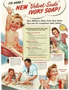 1941 Ivory Soap Boy Bathed By Father Cute Baby Art Vintage Print Magazine Ad - Picture 1 of 1