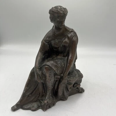 Estátua antiga de metal feminina vitoriana 6x6" figura de relógio topper - VENDA DE PROPRIEDADE ENCONTRAR - Imagem 1 de 4