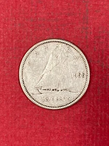 1956 Canada 10 Cent Silver Coin Circulated - Picture 1 of 2