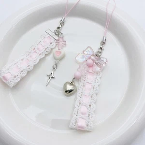 Ribbon Heart Cross Pendant Phone Charm Chain Strap Bag Decoration Lanyard - Zdjęcie 1 z 13