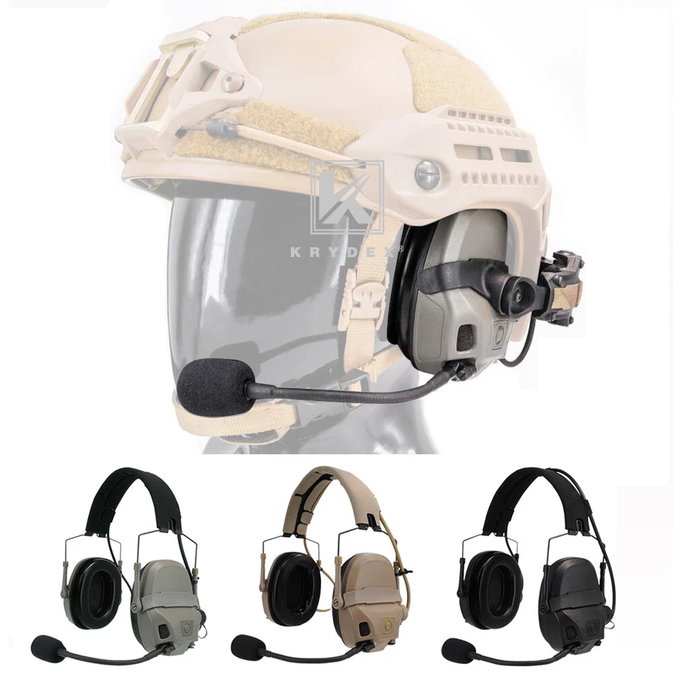 KRYDEX FCS fone de ouvido tático AMP captador redução de ruído capacete protetor auricular de tiro - Imagem 1 de 4