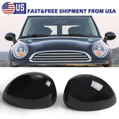 For Mini Cooper R55 R60 Rearview Mirror Cover Caps Gloos Black Replacement Pair — 第 1/4 张图片