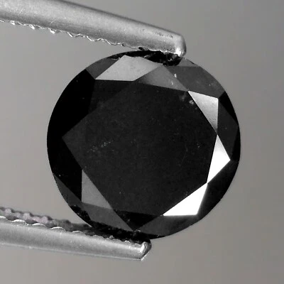 2.13cts 8.5mm Round Fancy Jet Black Natural Earth Mined Loose Diamonds - Image 1 of 3