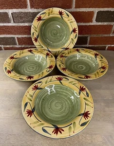 SET 4 Pier 1 ELIZABETH 9-3/4” Soup/Pasta Bowls Handpainted Floral Stoneware - Picture 1 of 7