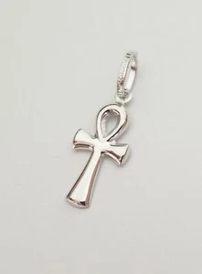 Colgante con dije de cruz religiosa Ankh de oro blanco de 14 quilates - Imagen 1 de 6