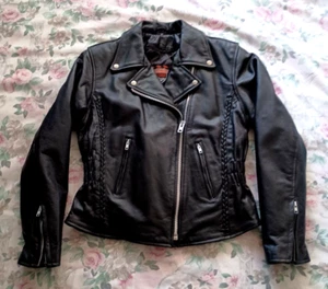 Interstate Leather Motorcycle Biker Jacket Black Women's Size M Excellent Clean - Picture 1 of 21