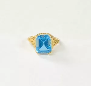 Blue Topaz 14K Yellow Gold Ring - Picture 1 of 5