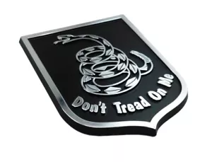 Don't Tread on Me Black Chrome plastic car auto emblem decal sticker crest DBC - Foto 1 di 8