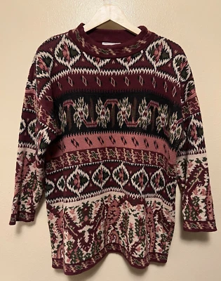 Suéter Tricot Express De Colección Años 80/90 Floral Retazos Casa Grueso Rosa Para Mujer M Foto 1 de 4