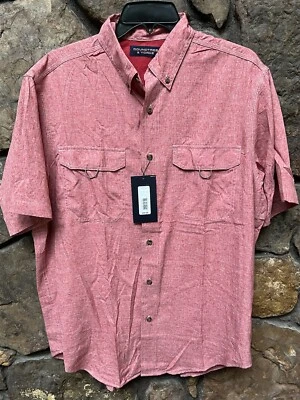 ROUNDTREE & YORKE Heather Red Short Sleeve Vented Back Shirt M,L NWT$49 ST5WR220 - Image 1 of 4