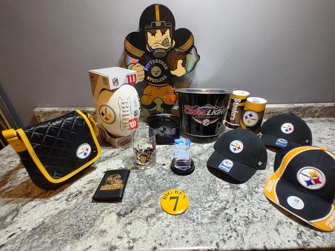 STEELERS FAN LOT #2 = BAR DECOR, MAN-CAVE, GIFTS FOR HIM & HER! NEW, NIB, & USED Cover