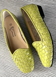 Francesca Cadenas Schuhe UK 3 flache Damen-Pumps Apfelgrün geflochtenes Leder - Bild 1 von 8