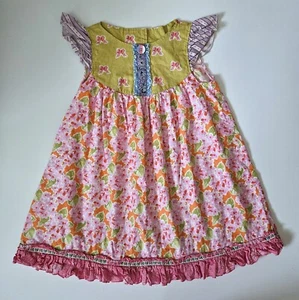 Matilda Jane 6 Vintage Happy Floral Platinum Flutter Dress LA1-143 - Picture 1 of 3