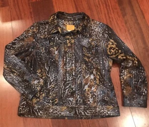 Sequin Animal Print Women’s Jacket Ruby Red Shiny Brown/Blue Blazer Size 8 - Picture 1 of 8