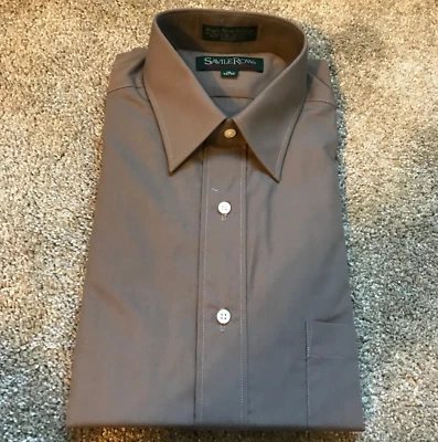 Vintage Savile Row Shirt Mens 16 X 34 35 Grey Long Sleeve Vintage NOS NOI NWT - Image 1 of 4