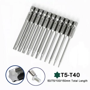 Magnetic Torx Screwdriver Bits 1/4" Hex Driver T5,6,7,8,9,10,15,20,25,27,30,40 - Picture 1 of 37