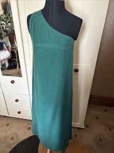 M&S Marks Spencer Autograph Green Cupro Blend One Shoulder Long Dress Size 6 NEW - Picture 1 of 15