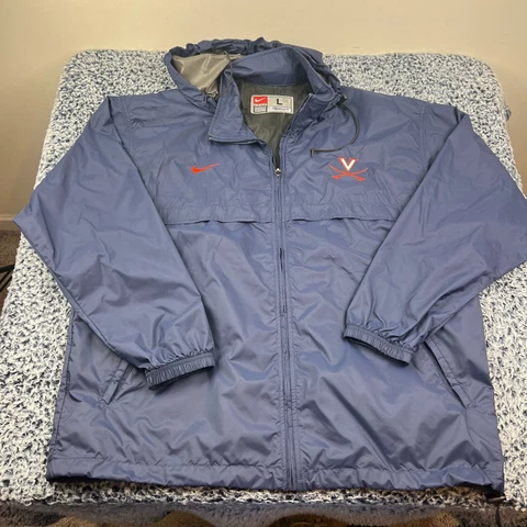 Nike Virginia Cavaliers Windbreaker Jacket Mens Large Navy Blue Full Zip Hooded Cover