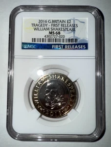 2016 Great Britain Shakespeare Tragedies Skull 2 Pounds NGC MS68 BEST AVAILABLE! - Picture 1 of 2