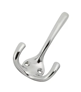 Swirl Scroll 1 1/8" Wide Double Prong Robe / Towel / Coat / Bath Hook - Chrome - Picture 1 of 1
