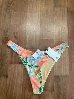 Parte inferior de bikini floral tropical cobertura escasa Rip Curl XL solo nueva con etiquetas Foto 1 de 4