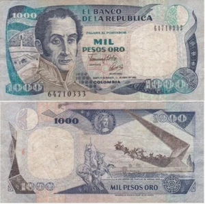 Colombia - 1000 Pesos Oro 1992 VF P. 432A serie 64710333 Lemberg-Zp - Picture 1 of 1