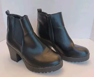 Botines Chelsea Negros 7.5 Gruesos Tacón Bloque Años 90 Y2k Plataforma Refresh Goth - Imagen 1 de 9