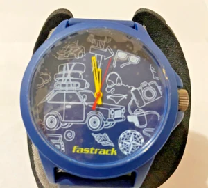 Fastrack Tees Quartz Analog Blue Dial Silicone Strap Watch for Unisex - Picture 1 of 8