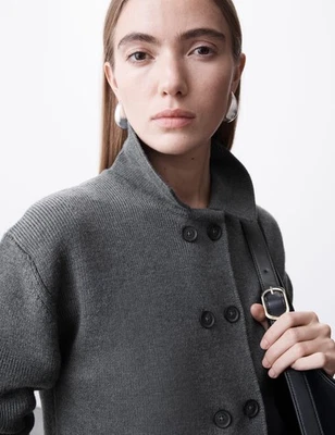 M&S - Autograph Womens Grey Merino Knitted Women Jacket - Image 1 of 4