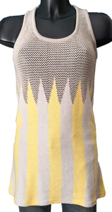 Strandkleid oder langes Top ONE SEASON Strick grau-gelb ärmellos S/M - Bild 1 von 5