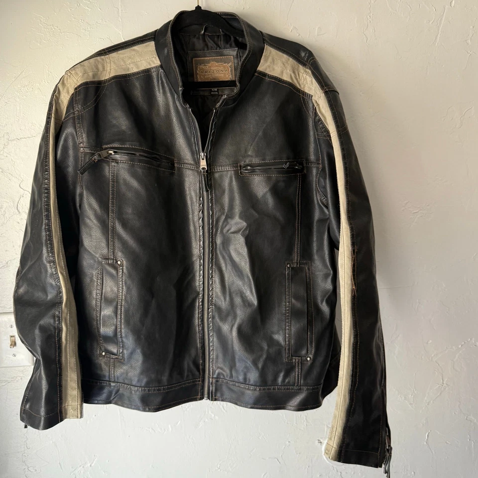 Chaqueta de bombardero Arizona Y2k para hombre talla XL imitación cuero moto grunge Foto 1 de 4