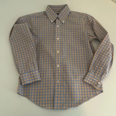 Camisa Brooks Brothers para niños pequeña naranja a cuadros manga larga abotonada sin planchar Foto 1 de 4